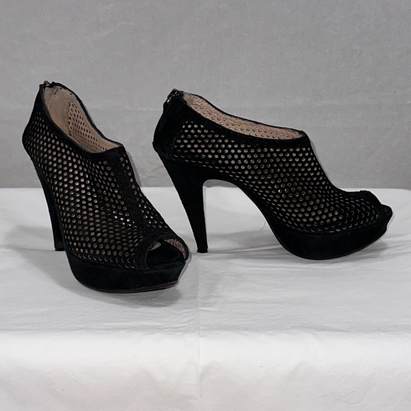 Gastone Lucioli Peep-Toe Perforated Platform Booties - Size 37.5 - Picture 1 of 13